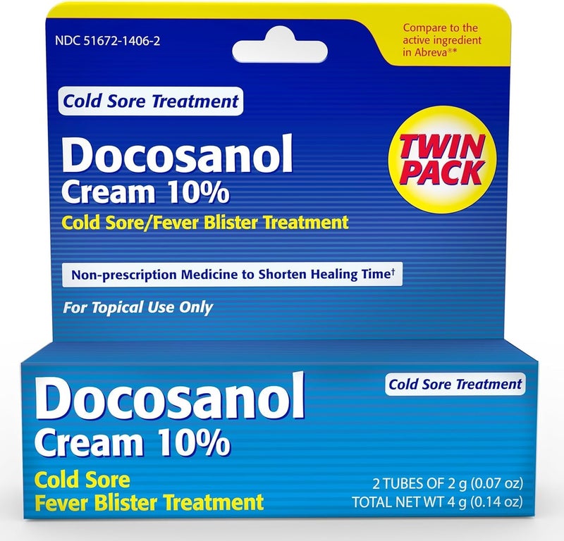 Taro Cold Sore & Fever Blister Treatment - Fast-Acting Docosanol 10% Cream - Cold Sore & Fever Blister Treatment for Lips, Anti-Itch Formula for Effective Relief and Healing - 0.07 oz (2 Pack) - Image 1